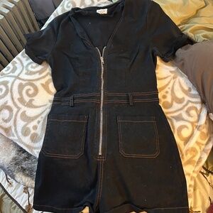 Tea and Cup Denim Romper